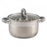 Кастрюля Felicita с крышкой, 3,9л, 20*12,5см, нерж.сталь, жаропрочное стекло 9388 Mallony