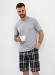 Пижама мужская кулирка с шортами "ЧЕЛСИ" КЛЕТКА ЧЕРНЫЙ