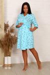 Халат для беременных и кормящих мам, перья на голубом фоне (10201-5) 2