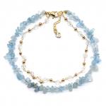 Анклет с натуральным аквамарином, 22см