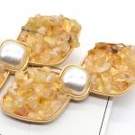 Зажим для волос Бантик с натуральным цитрином 6,5*2,5см