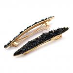 Большая заколка для волос с крошкой обсидиана черного 11,7*1,8*1,5см