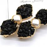 Зажим для волос Бантик с обсидианом черным 6,5*2,5см