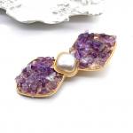 Зажим для волос Бантик с аметистом 6,5*2,5см