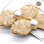 Зажим для волос Бантик с лунным камнем (Адуляр) 6,5*2,5см