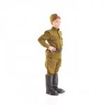 Костюм военного, гимнастёрка, ремень, пилотка, галифе, сапоги, 5-7 лет, рост 122-134 см