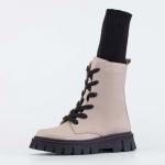 беж-чер ботинки школьная Нат. кожа