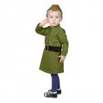 Костюм военного для девочки: платье, пилотка, трикотаж, хлопок 100%, рост 92 см, 1.5-3 года, цвета МИКС