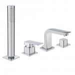 RAIN Смеситель на борт ванны, на 4 отверстия, встраиваемый (врезной), с душ.набором, хром