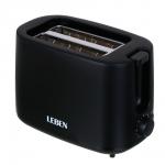 LEBEN Тостер, 650 Вт, 2 слота, регулятор мощности/степени прожарки, пластик, металл, чёрный