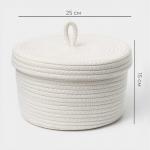 Корзина для хранения плетёная ручной работы LaDо?m «Бэлл», 25?25?15 см, белая