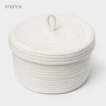 Корзина для хранения плетёная ручной работы LaDо?m «Бэлл», 25?25?15 см, белая