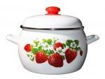 Кастрюля эмаль Клубника 5л, сферическая ЭТ-72690 Эстет