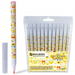 Фломастеры BRAUBERG Смайлики, 12 цв., вент.колп, корп с печ, пласт упак, увелич срок службы,150530