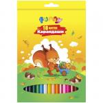 Карандаши Зверята 18 цв., заточен., картон. уп., европодвес, СР18_7882