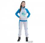 Брюки двухцветные зауженные к низу, на поясе, с накладным карманом сзади, на манжете, спереди принт