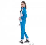 Брюки двухцветные зауженные к низу, на поясе, с накладным карманом сзади, на манжете, спереди принт