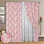 Комплект штор  № 008, (270*200)х2(270*500), розовый
