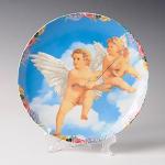 Тарелка декоративная "Ангелы" с подставкой, рисунок в ассортименте, D-20