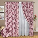 Комплект штор  № 008, (270*200)х2(270*500), брусника