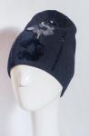 Шапка женская "Меховые цветы 1" 2-х слойная