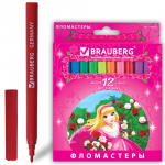 Фломастеры BRAUBERG Rose Angel, 12 цв., вент.колп, карт.упак., увелич. срок службы, 150556