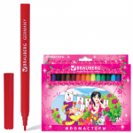 Фломастеры BRAUBERG Rose Angel, 18 цв., вент.колп, карт.упак., увелич. срок службы, 150557