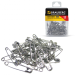 Булавки английские BRAUBERG 32 мм никелированные, 50 шт., в пласт. коробке с европодвесом, 223970