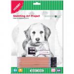 Набор для рисования скетча Greenwich Line "Щенок с мячом", A4, карандаши, ластик, точилка, картон, SK_14628