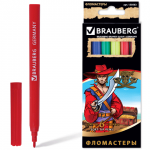 Фломастеры BRAUBERG Корсары, 6 цв., вент.колп, карт.упак. с зол. тиснением, 150563