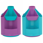 Подставка-органайзер СТАММ Mini Desk вращающаяся, 107*107*140 мм, 10 отдел., бирюз./фиолет.,ОР92