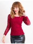 00437 Блуза кружевная на подкладке бордовая
