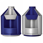 Подставка-органайзер СТАММ Mini Desk вращающаяся, 107*107*140 мм, 10 отд., сер.метал/тем.син.,ОР90