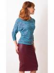 00442 Блуза бирюзовая из мягкого трикотажа меланж.