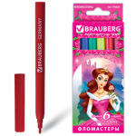 Фломастеры BRAUBERG Rose Angel, 6 цв., вент.колп, карт.упак., увелич. срок службы, 150555