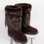 Женские унты, темно-коричневые, войлочная подошва