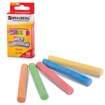 Мел цветной BRAUBERG АНТИПЫЛЬ, НАБОР 10 шт., круглый, 223552