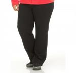 Брюки немного зауженные к низу, спереди фигурные подрезы, сзади кокетка