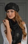 Берет женский "Стразовые снежинки" 2-х слойный