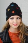 Шапка женская "Цветные горохи" 2-х слойная