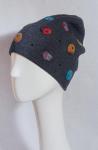 Шапка женская "Цветные горохи" 2-х слойная