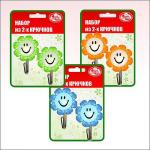 Н-р из 2-х крючков "Улыбка с цветком" 3 цв.