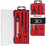 Готовальня BRAUBERG "Architect", 6 предм: циркуль,рейсф+вставка+держат,игольн.вставка,грифель,210342