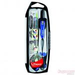 Готовальня с циркулем TECHNIC COMPACT из цинкового сплава, с запатентованной системой фиксации складывающихся штанг, 5 предметов, ударопрочный футляр