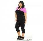 Tоп двухцветный с коротким рукавом, V-образным вырезом горловины