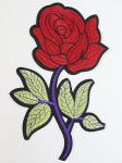 Аппликация клеевая вышитая "Роза + две веточки" 19,5*11см