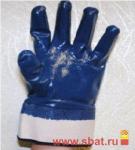 Перчатки х/б с нитриловым покр. двойным, (полный облив, манжет крага) синяя
