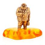 Фигура "Босс", латунь, искусственный янтарь, 3х3 см