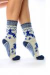 Носки вязаные арт.7410001-01 ОЛЕНИ СИНИЕ