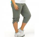 Бриджи из плащевки, прямого силуэта, с накладными карманами, пояс из полотна в рубчик